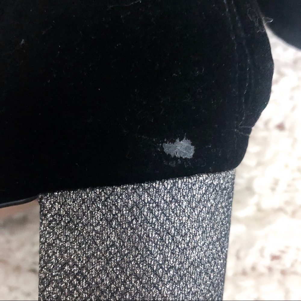 ✨SOLD✨ H&M BLACK SUEDE SILVER GLITTER BLOCK HEELS - Picture 7 of 8